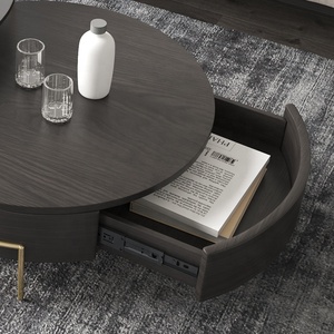 High Quality Light Luxury <strong>Black</strong> Stainless Steel Frame <strong>Round</strong> <strong>Side</strong> <strong>Table</strong> Modern Glass Center Coffee <strong>Table</strong> - Product Image 4