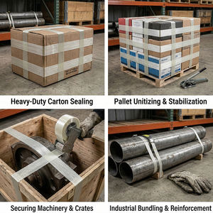 Ruban adhésif industriel robuste en filament de fibre de verre, haute résistance à la traction, sensible à la pression, pour palettisation et regroupement de cartons - Product Image 5