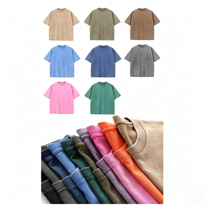 Camiseta Oversize de Lujo de Algodón Puro con Acabado Stone Wash para Hombre, Corte Holgado, Cuello Simulado, Lisa para Impresión Personalizada - Product Image 2