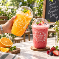 Gobelets en plastique transparents personnalisés de 16 oz en forme de U avec couvercles et pailles à logo pour café glacé et thé à emporter jetables