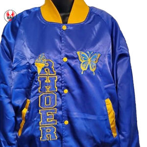 Custom made SGRho satin jacket Sigma Gamma Rho Sorority and fraternity Embroidered Bomber satin Jacket - Product Image 6