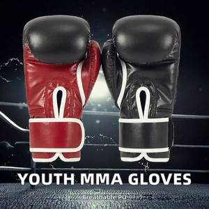 Gants de boxe en PU pour l'entraînement, arts martiaux, kick-boxing, fermeture auto-agrippante au poignet pour la salle de sport et le combat - Product Image 5