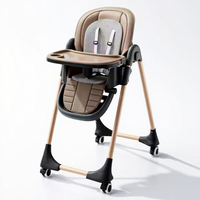 Table et chaise à manger multifonctionnelles 2 en 1 pour bébé avec roulettes, métal, capacité de charge de 250 lb, hauteur réglable