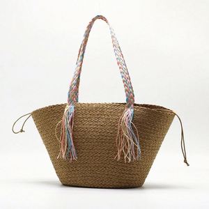 Nouveauté 2025 : Sac panier en paille pour jeune femme avec bandoulière colorée - Product Image 2