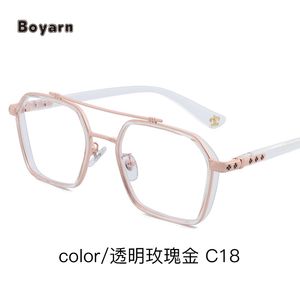 Boyarn Vintage <strong>Korean</strong> Trendy Oversize Double Beam Anti Blue Light Optical Spectacle <strong>Glasses</strong> Factory Wholesale - Product Image 2