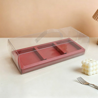 Boîte à gâteau rectangulaire transparente en carton, 3 pièces, pour desserts, pâtisseries, bonbons, emballage cadeau