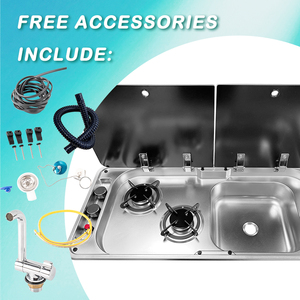 JDA Évier en acier inoxydable 304 <span class=keywords><strong>de</strong></span> haute qualité avec cuisinière à gaz à double brûleur Évier et cuisinière pour camping-car, <span class=keywords><strong>caravane</strong></span>, bateau, yacht - Product Image 6