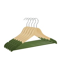 Cintre en bois floqué vert antidérapant pour hôtel et maison, organisateur de manteaux et robes