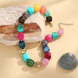 Kalung Manik Akrilik Besar Chunky, Kalung Choker Manik-Manik Warna-Warni Boho untuk Wanita, Perhiasan Buatan Tangan Musim Panas - Product Image 5