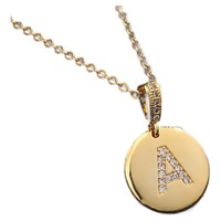 Collier Pendentif Circulaire Minimaliste en Zircon Incrusté avec 26 Lettres, Luxueux et Tendance, Bijoux en Acier Inoxydable A-Z, Vente en Gros