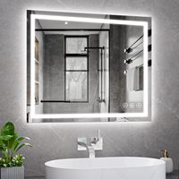Miroir de salle de bain intelligent rectangulaire personnalisé à LED anti-buée avec écran tactile mural pour hôtels, villas et maisons