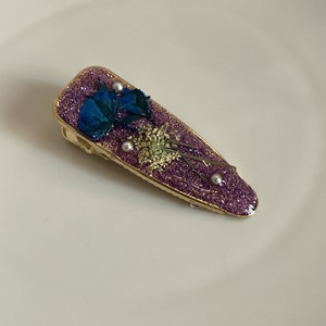 Pince à cheveux en émail motif goutte d'<span class=keywords><strong>huile</strong></span>, fleur séchée rose, style vintage, faite à la main, perle, métal doux, acétate, accessoires de fête - Product Image 6