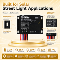 Contrôleur de charge solaire PWM 3219-CK 3.2V 20W 15A à fonctionnement facile pour éclairage public à énergie solaire