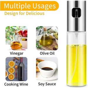 Multifunction Glass Olive Oil Spray Bottle 100ml Eco-Friendly New Design for Salad <b>BBQ</b> Kitchen Baking Roasting - Product Image 3