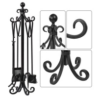 5 pièces ensemble d'outils de cheminée ensemble d'outils de bois de chauffage intérieur en fonte ensemble et support accessoires de cheminée extérieure ensemble outils de cheminée