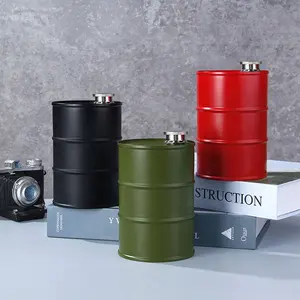 Populer 25oz 750ml logam anti bocor Hip Flask baru bir barel Wine Jug minyak Drum bentuk Hip Flask