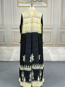 <span class=keywords><strong>Abaya</strong></span> ouverte Miyake 2025 <span class=keywords><strong>Grande</strong></span> <span class=keywords><strong>Taille</strong></span> Modeste Vintage Florale Antistatique Infroissable Longueur Cheville Style Manteau Plissé Longue Robe Musulmane - Product Image 4