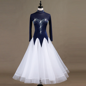 Diamantes de imitación de la competencia de baile vestidos para las <span class=keywords><strong>mujeres</strong></span> Sexy estándar bailar el vals Tango moderno baile vestido - Product Image 3