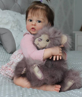 Poupée Reborn de 24 pouces, réaliste, corps en tissu doux, poupée réaliste qui suce le doigt, poupée nouveau-né lestée, cadeau d'anniversaire fait main