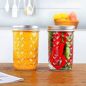 Bocal en verre rond à large bouche vide, bocal Mason de 8oz avec couvercle hermétique pour la confiture alimentaire, le cornichon au miel - Product Image 6