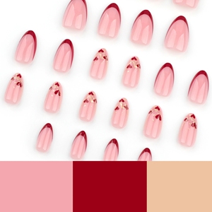 OEM nuevo 3D corto ovalado corazón Día de San Valentín francés prensa en el dedo uñas postizas cubierta completa Ins uñas artificiales <span class=keywords><strong>manicura</strong></span> - Product Image 3
