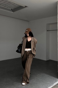Brand Design Patchwork Waistband <strong>Women</strong> Wide Leg Pants Fashion Stripe <strong>Women</strong> Pants Wholesale