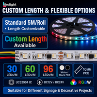 Bande LED adressable haute densité RGBW CCT 3000K 4500K 6000K UCS2904 SMD5050 96 LED/m 10mm DC24V pour musées, commerces de détail et OEM