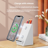Chargeur de bureau sans fil multifonction 15W porte-stylo en direct rapide boîte de papeterie PC pour cours en ligne à distance