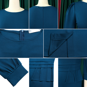 C8612 Robes de Bureau de Haute Qualité pour Femmes Décontractées Élégantes Col Rond Manches Mi-Longues Fendues Slim, Robes Africaines pour Vêtements Féminins - Product Image 6