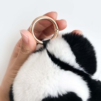 Porte-clés en peluche Panda doux et adorable - Fabriqué en fourrure de lapin Rex 8cm*12cm - Cadeau tendance toutes saisons