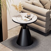 Table basse et table d'appoint de luxe en dalles de pierre, design rond et compact pour salon et chambres d'hôtel