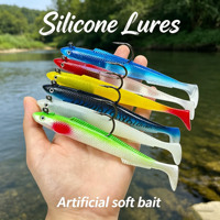 Ensemble de leurres souples artificiels en silicone, type minnow, avec têtes plombées et 6 hameçons pour la pêche au bar, à la perche, en eau salée et en eau douce, pour la pêche à la ligne.