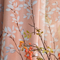 Rideaux à plis froncés imprimés motif branche de saule, rose poudré, semi-occultants, pour chambre et bureau, style américain, vente en gros par rouleau