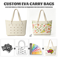 Sac de plage carré ouvert en EVA, couleur unie, imperméable, léger, résistant aux taches, sac fourre-tout en maille, capacité 3L+, polyvalent pour femmes