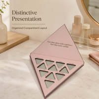 Boîte d'emballage cosmétique triangulaire à affichage ouvert avec compartiments organisés, personnalisable OEM pour fards à paupières et fond de teint