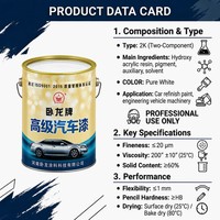 Peinture automobile Wolong 2K901 Pure White Hydroxyl Acrylic pour rénovation, finition solide Clean-Bright pour voitures particulières, séchage en 0,5h