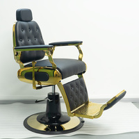 Fauteuil de Barbier Pivotant et Pliable de Luxe, Style Rétro Royal, en Cuir Synthétique, avec Fonction Massage