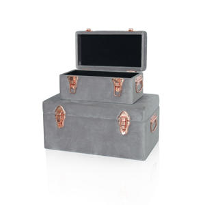 Muebles para el hogar de tela de terciopelo tronco de almacenamiento con accesorios de oro rosa set de <span class=keywords><strong>2</strong></span> - Product Image 4