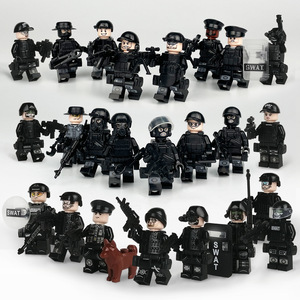 Cross-biên giới bán buôn moc cảnh sát quân sự xây dựng khối thiết lập nhựa minifigure Túi đồ chơi 22 24 28 mô hình hạt nhỏ lắp ráp - Product Image 6
