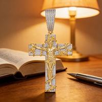 Pendentif chaîne hip-hop personnalisé en argent sterling 925, moissanite VVS, plaqué or véritable, bijoux glacés, pendentif croix pour homme