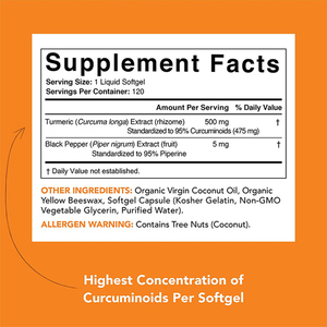 Supplément de curcumine de curcuma personnalisé soutient la santé du cerveau et du cœur pour les hommes et les femmes 120softgels - Product Image 3