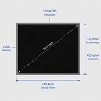Tianma TM104TDGP10 Modul LCD XGA 10,4 Inci 1024x768 LVDS 450cd/m2 50K Jam WLED Anti-Silau Industri Suhu Lebar -20~70C