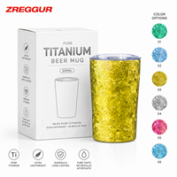 Gobelet à bière en titane pur 300 ml, double paroi, isolé sous vide, 10 oz, anodisé, avec couvercle, pour le camping, l'extérieur, vente en gros