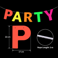 Bannière néon LET'S PARTY, guirlande de lettres en papier fluorescent, décoration suspendue, fournitures de fête pour fête d'anniversaire sous lumière noire UV