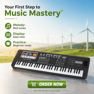 Piano Electrónico de Juguete con 61 Teclas de Plástico y Micrófono, Regalo Educativo para Niños, Venta al Por Mayor de Fábrica - Product Image 1