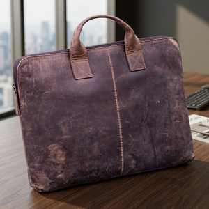 Sacoche d'ordinateur portable en cuir véritable style vintage, sacs à bandoulière et housses, portable, étanche, durable, prix bas, faible MOQ, OEM ODM, pour le bureau - Product Image 1