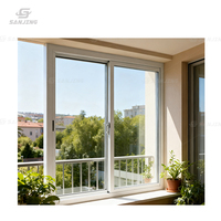 Ventanas Residenciales Modernas de Doble Panel con Marco de Aluminio, Resistentes a la Intemperie, Deslizantes con Apertura Horizontal y Función Antirrobo