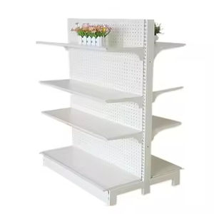 Estanterías <span class=keywords><strong>de</strong></span> Mercado Blancas Personalizadas <span class=keywords><strong>de</strong></span> Fábrica, Góndola <span class=keywords><strong>para</strong></span> Minimercado con Paneles Traseros Perforados - Product Image 2