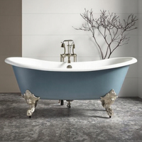 Bain à remous autoportant blanc moderne Baignoire en fonte à double pantoufle avec pattes impériales