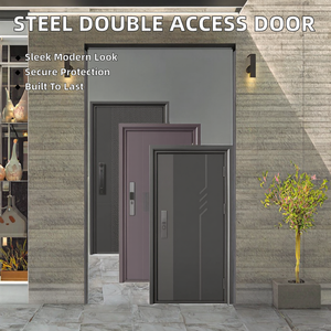 Porte d'accès extérieure verticale antivol à double paroi en acier inoxydable moderne pour cuisine extérieure, grillades et barbecue - Product Image 2